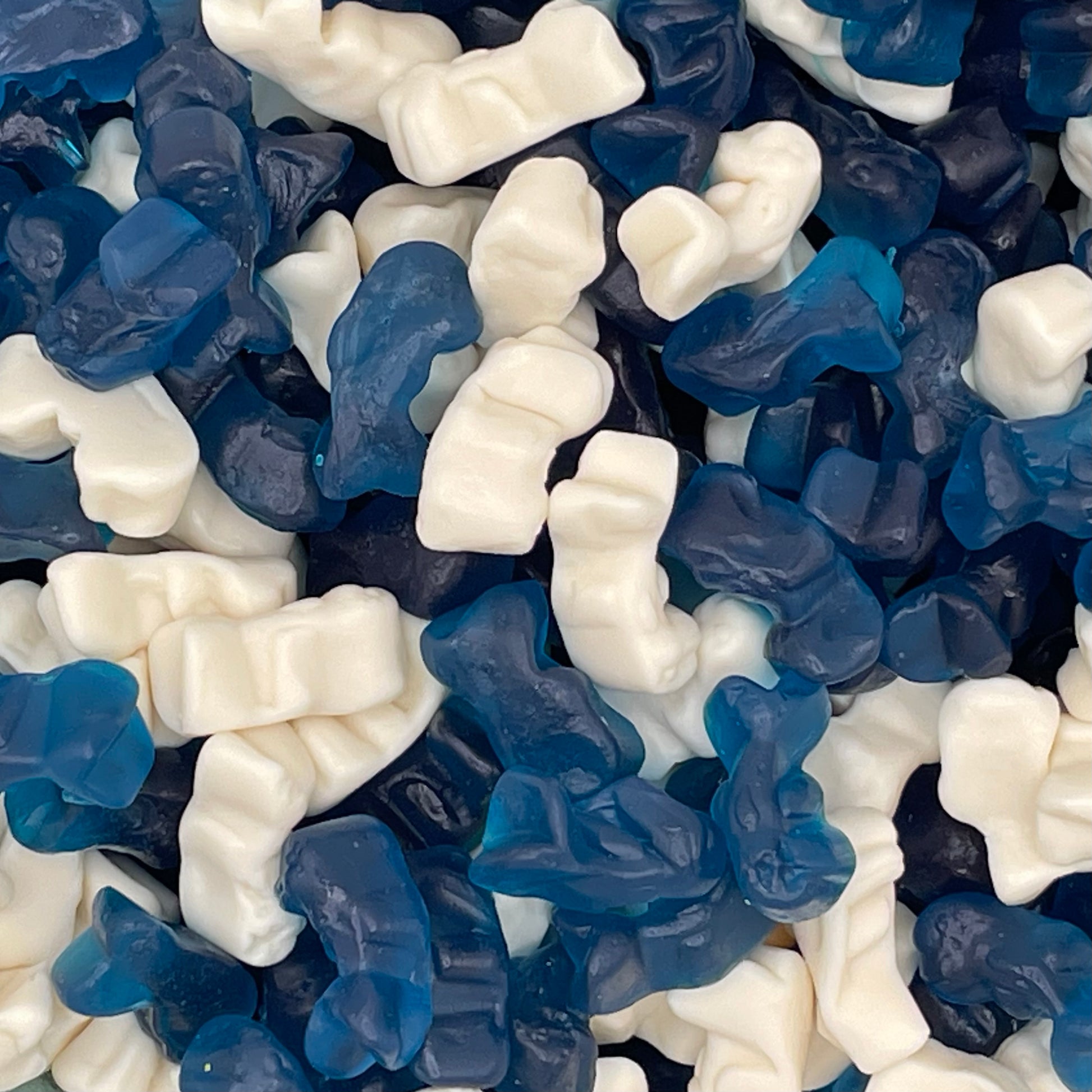 Baby Dolphins - Strawberry & blue raspberry flavour jelly sweets.