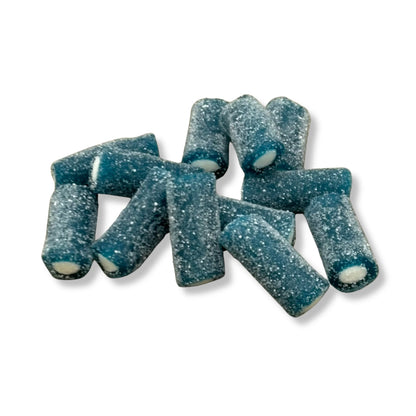 Kingsway Fizzy Blue Raspberry Bites - Sour sugar coated fruit and cream flavour sweets.