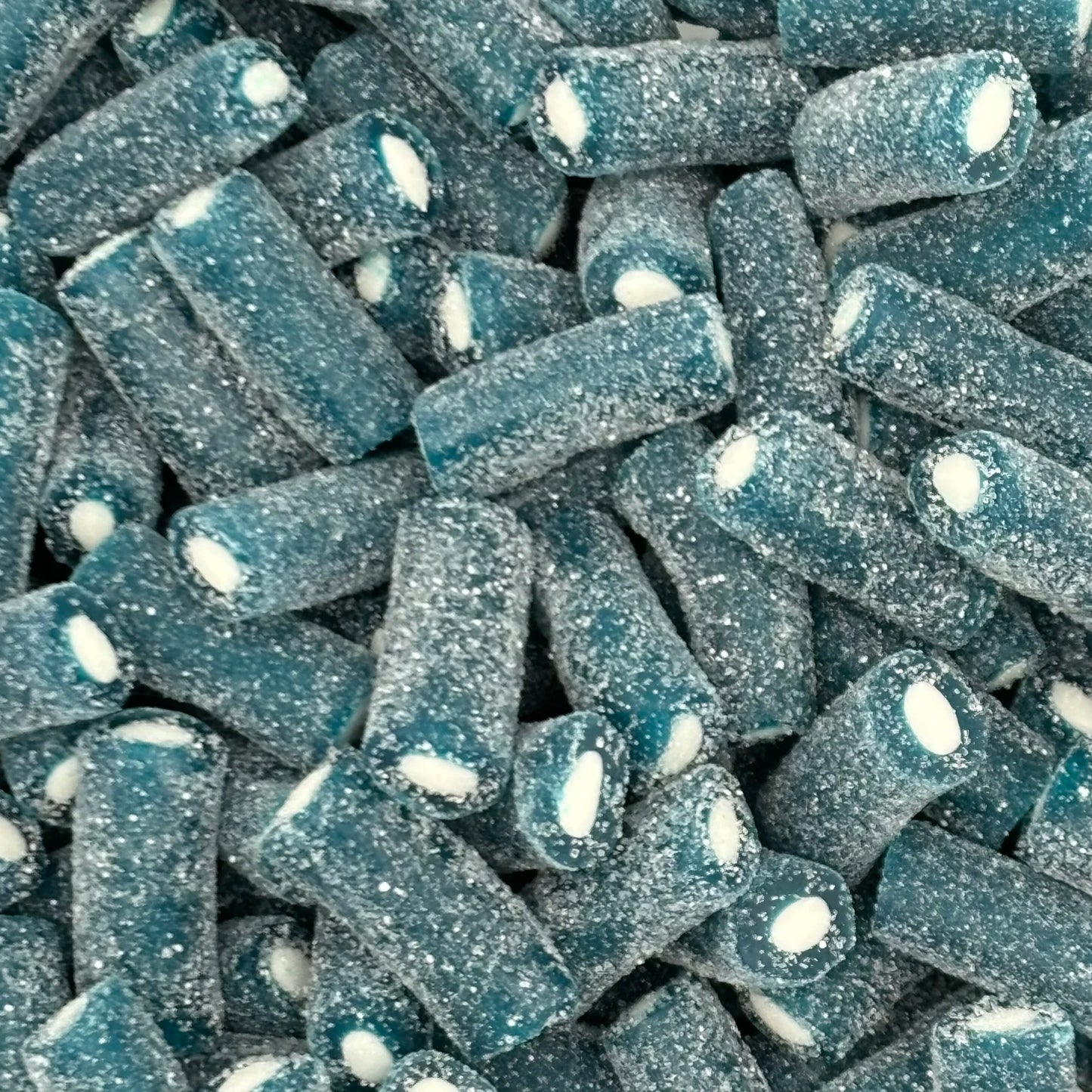 Kingsway Fizzy Blue Raspberry Bites - Sour sugar coated fruit and cream flavour sweets.