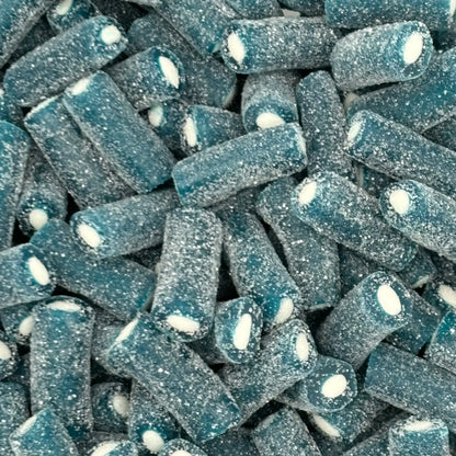 Kingsway Fizzy Blue Raspberry Bites - Sour sugar coated fruit and cream flavour sweets.