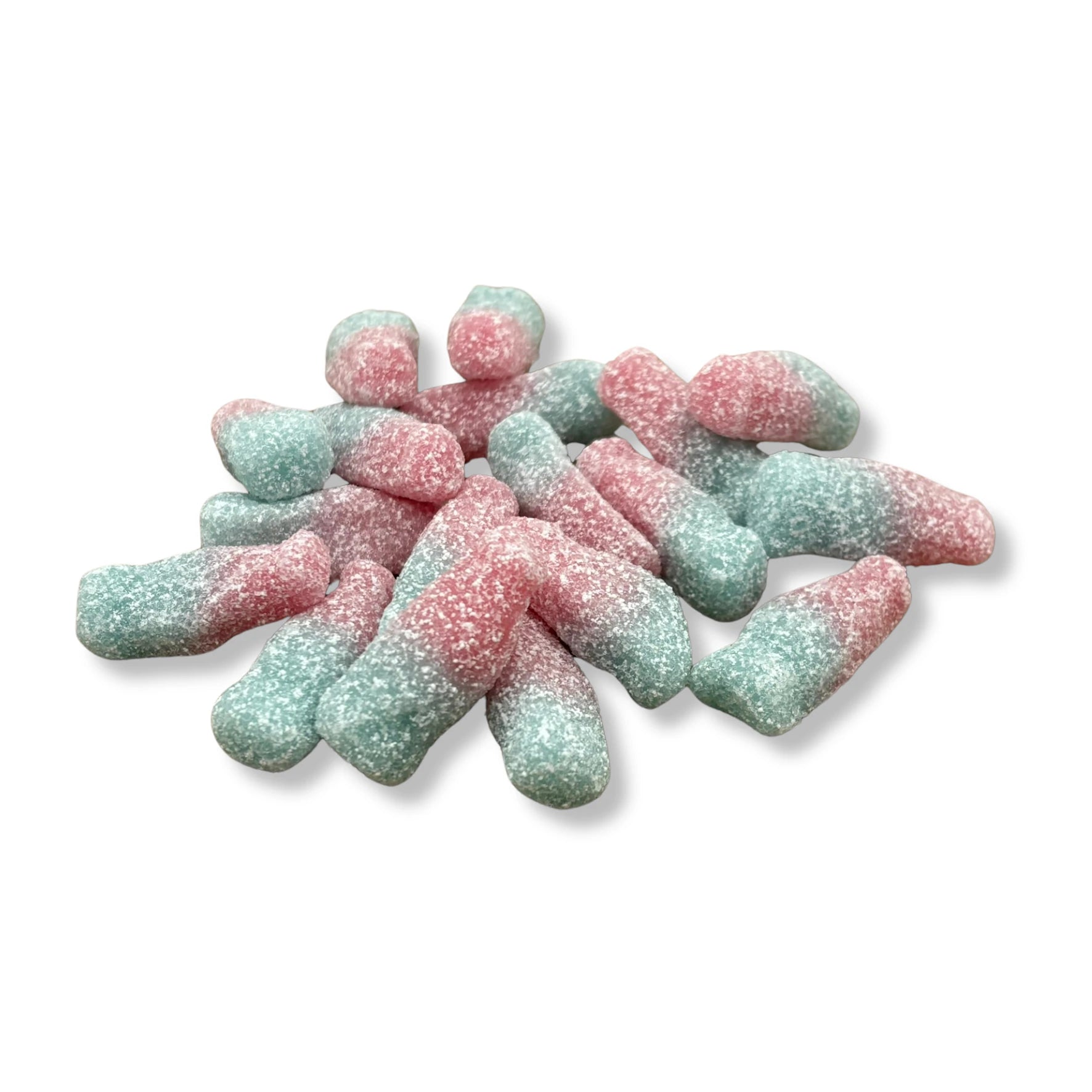 Fizzy Bubblegum Bottles - Bubblegum flavour jelly sweets with a fizzy sour coating.