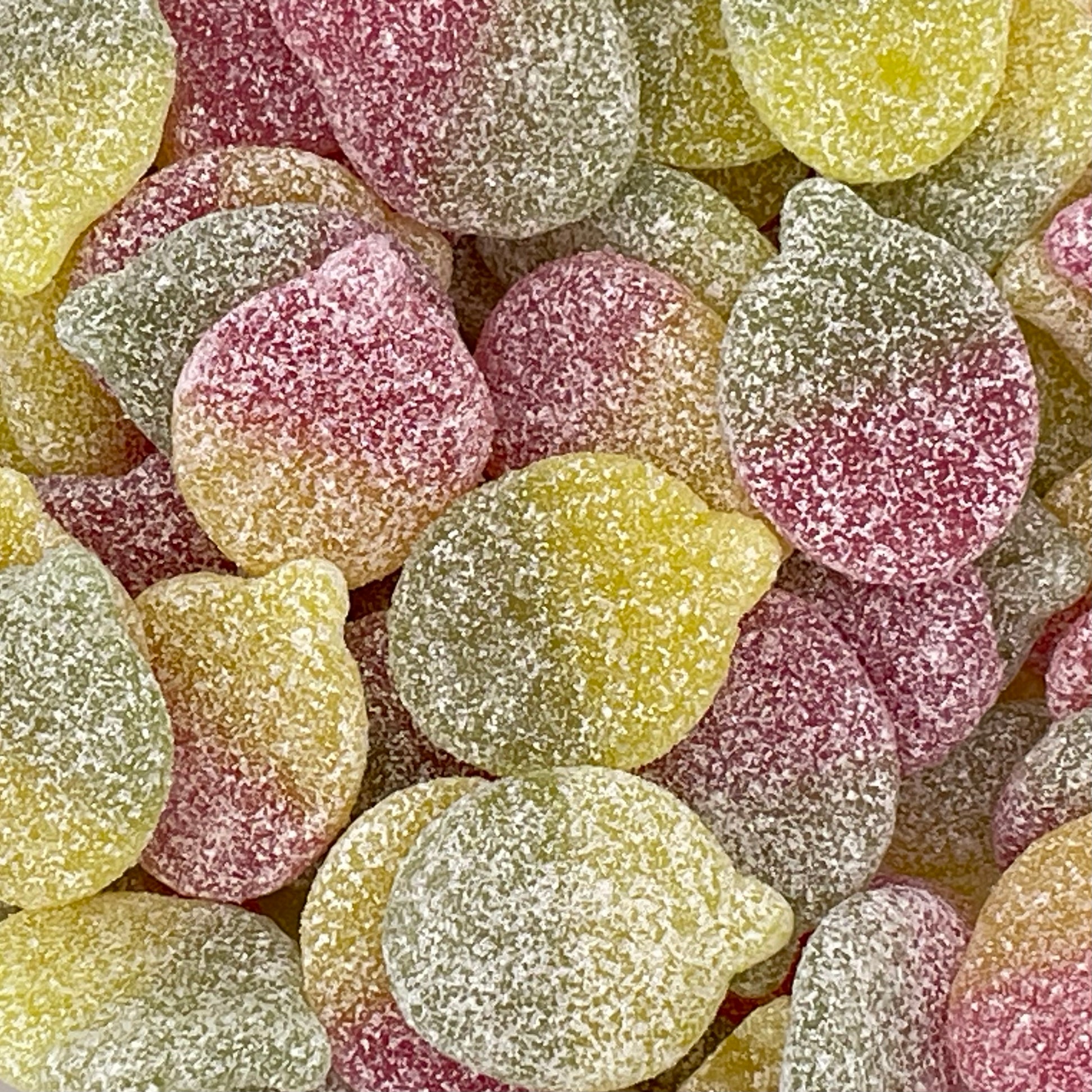 Fizzy Sour Apples - Apple flavour jelly sweets with a fizzy sour coating. 