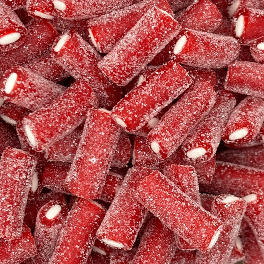 Kingsway Fizzy Strawberry Bites -Sour sugar coated strawberry and cream flavour sweets.