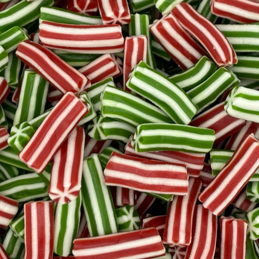 Kingsway Green & Red Candy Poles - Strawberry, cream and watermelon flavour sweets with a sugar paste filling.