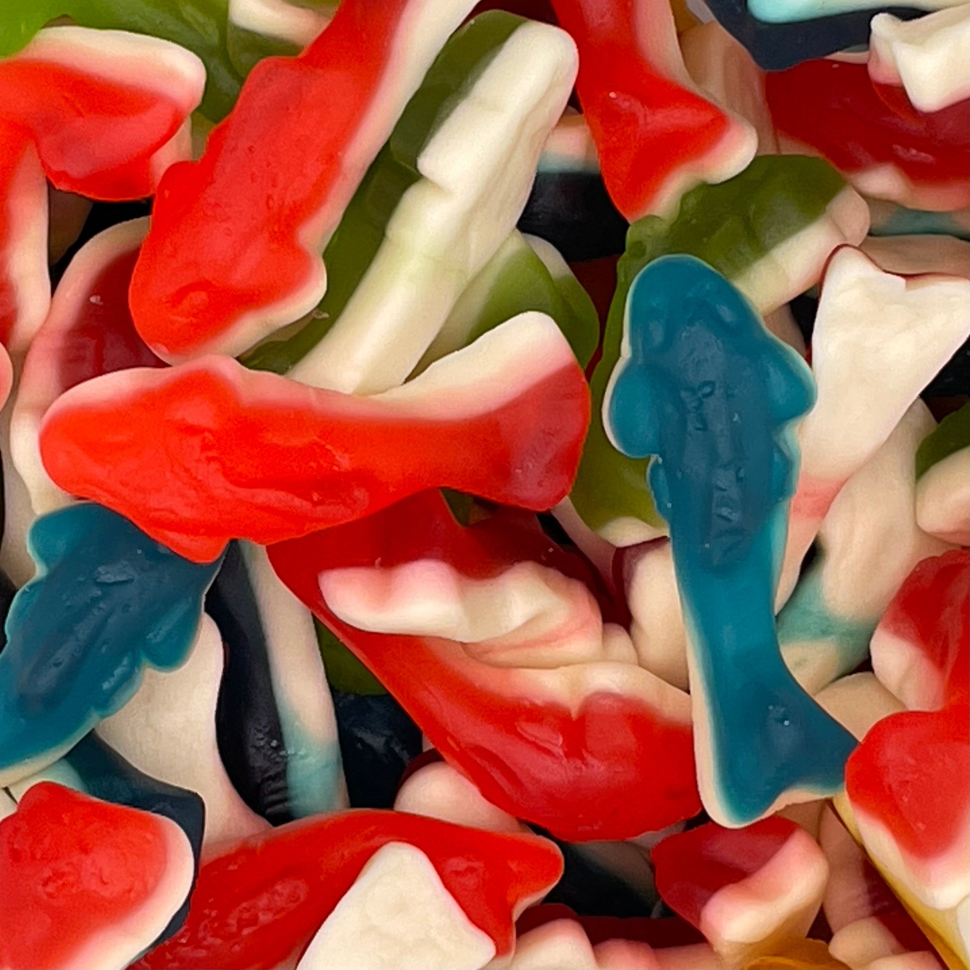 Gummy Sharks - Fruit flavour jelly sweets.