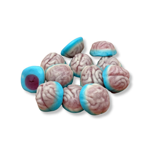 Vidal Jelly Filled Brains - 
Strawberry flavour gummies with jelly centre.